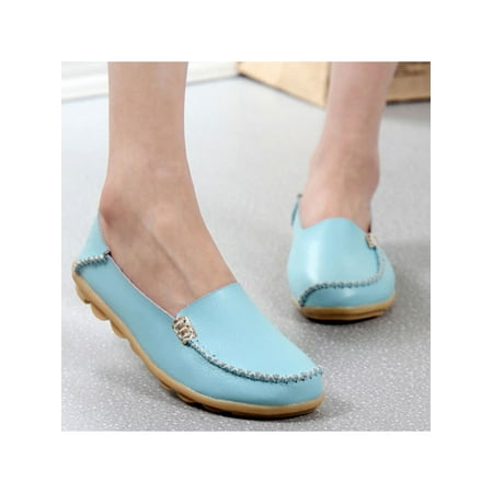 

GENILU Women Classic Leather Loafers Casual Slip-On Boat Shoes Comfort Walking Moccasins Soft Sole Shoes