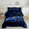 thumbnail image 3 of jejeloiu Racing Car Full Size Comforter Sets,Extreme Sports Bedding Comforter Set,Navy Geometric Lines Bedding Sets For Child,Luxury Bedroom Decor Reversible,3-Piece, 3 of 8