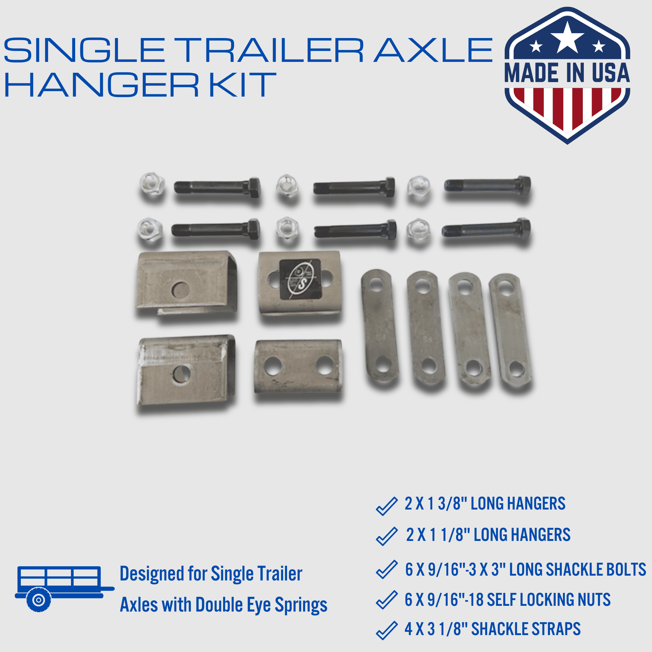 SOUTHWEST WHEEL USA Made 5,200 lbs. Trailer Axle Suspension Kit Incl. Leaf Springs, Hanger & U-Bolt kit