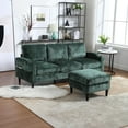 thumbnail image 4 of LUCKHAO 77" Convertible Sectional Sofa Couch with Storage Ottoman, 3 Seat L Shaped Sofa with 2 Cup Holders,Modern Linen Fabric Couches for Living Room, Apartment, Office, 4 of 7
