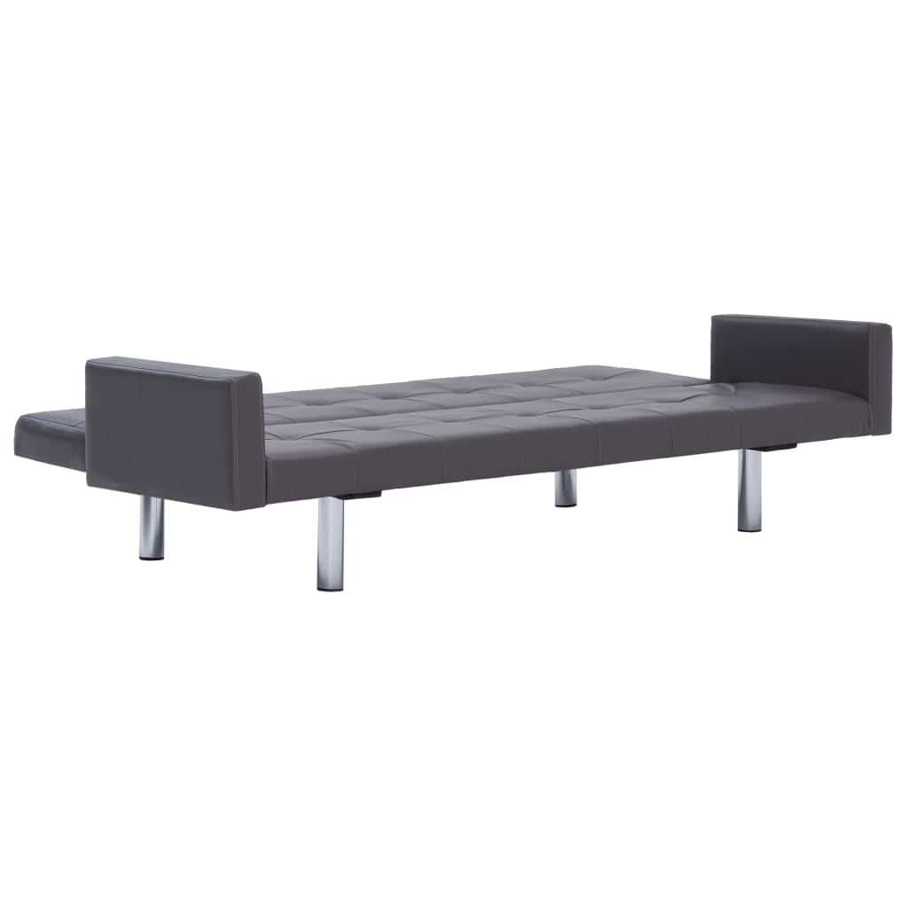 Kepooman Home Convertible Faux Leather Sofa Bed with Armrest for Living Room, Light Gray Kepooman Home Convertible Faux Leather Sofa Bed with Armrest for Living Room, Light Gray