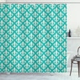 thumbnail image 1 of Fleur de Lis Shower Curtain, Classic Fleur de Lis Motif with Victorian Rococo Style Artsy Effects, Fabric Bathroom Set with Hooks, 69W X 84L Inches Extra Long, Turquoise and Beige, by Ambesonne, 1 of 3