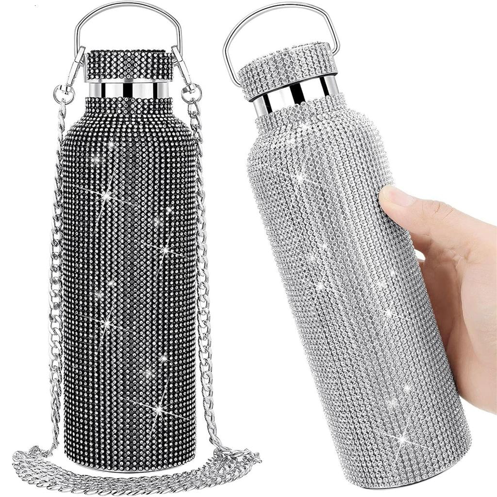 SDFGTstore Holiday Gift Bling Water Bottle Glitter Rhinestone Cup StainlessSteel ThermalBottle Refillable Water Bottle Water Bottle StainlessSteel Flask Rhinestone Insulated