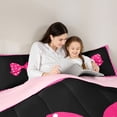 thumbnail image 4 of Erosebridal Cute Polka Dots Bowtie Bedding Comforter Set 7pcs for Kids Girls,Cartoon Bowknot Queen Bedding Sets for Teens,Pink Reversible,Breathable Home Decor, 4 of 6