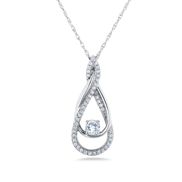 Kobelli Diamond Looping Pendant and Chain 1/4ct TDW in 10k Gold, White