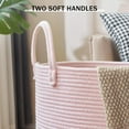 thumbnail image 3 of ColourTree Pink Woven Rope Laundry Hamper Basket, 72L Tall Laundry Basket for Blanket Organizer- Clothes Hamper for Bedroom Storage, 3 of 6