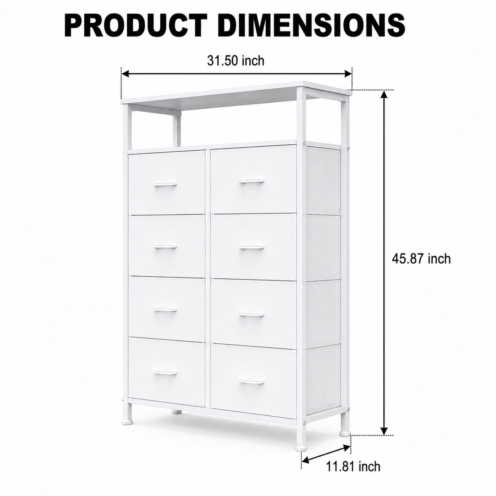 Alvantor 8-Drawer Fabric Dresser with Open Shelf, Chest of Drawers, Steel, MDF, Storage Organizer Unit, Closet, Entryway