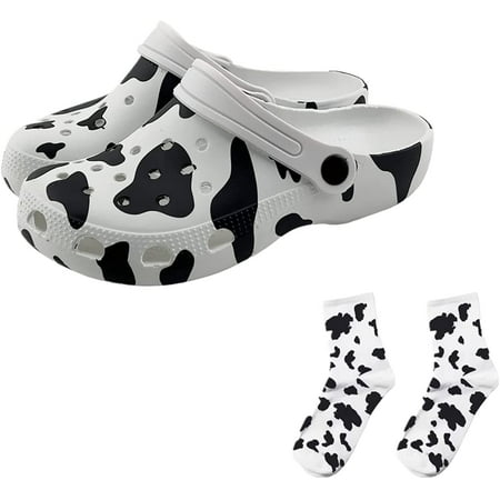 

Cow Slippers Cow Clogs with Cow Socks for Girls Comfortable Slip On Water Beach Sandals Indoor Outdoor Slippers Mules Women s