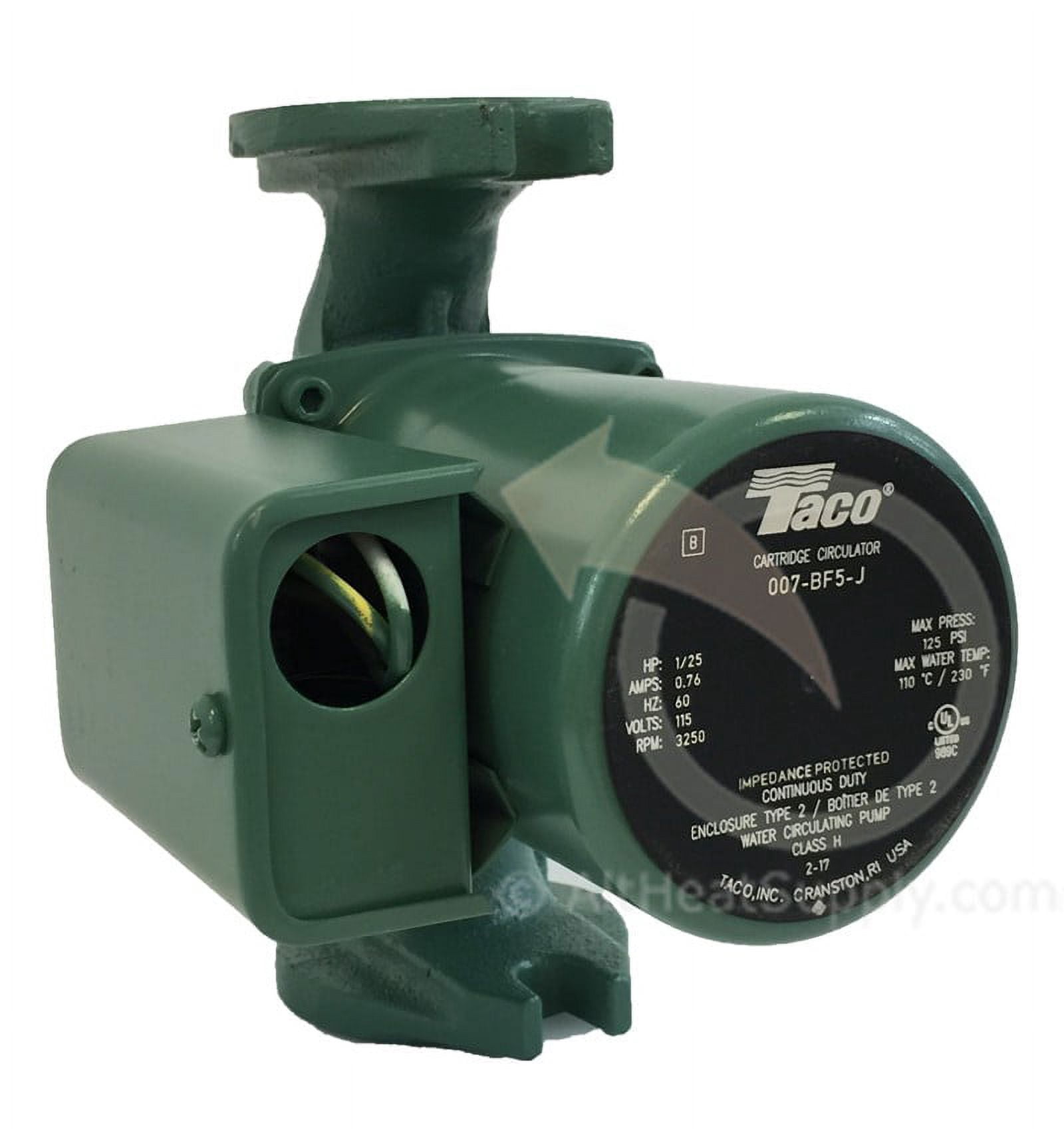 Taco 007 BF5-J, 1/25 hp, 0.76 Amp, 115 V, Green Water Recirculating Pump
