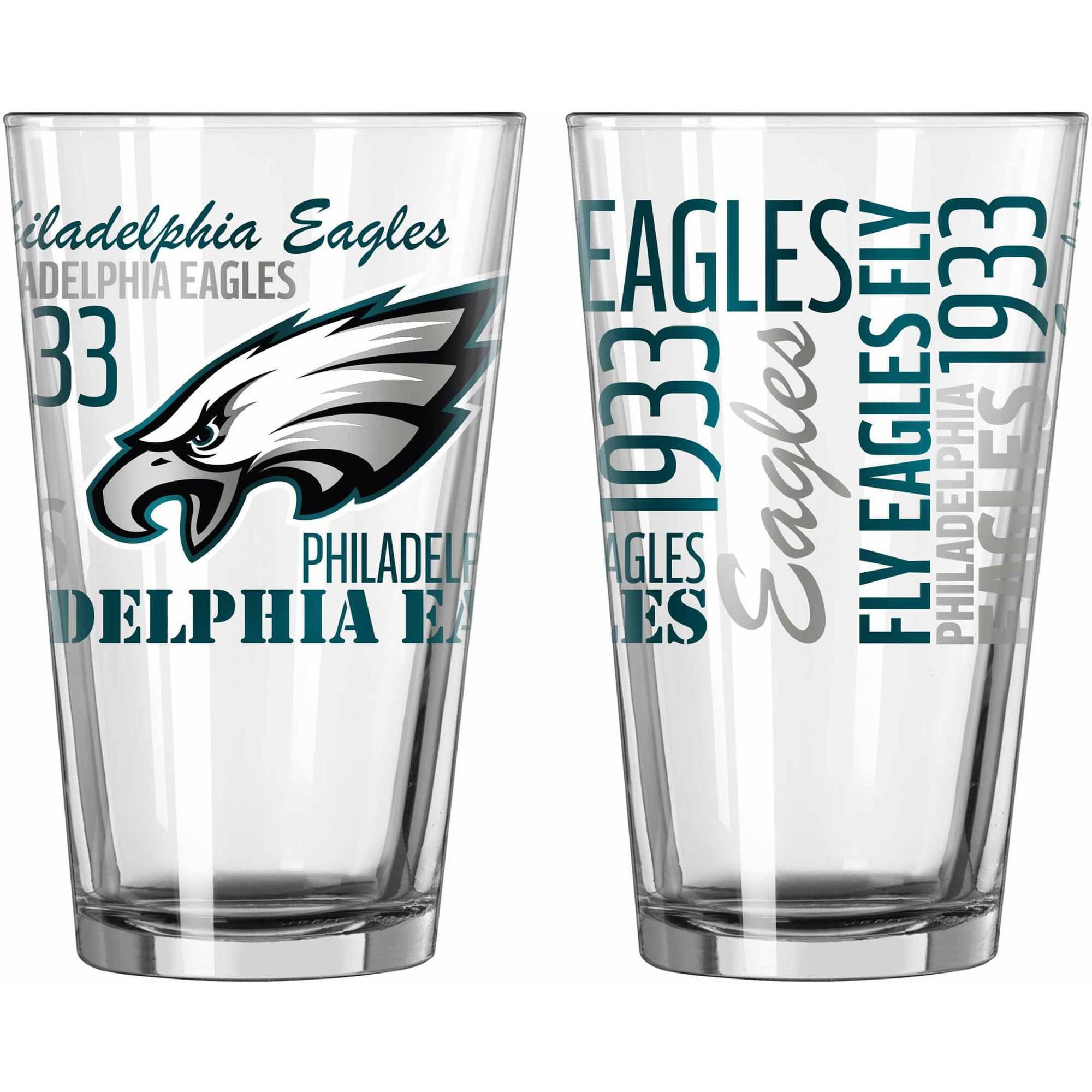 Boelter Brands NFL Set of Two 16 Ounce Spirit Pint Glass Set, Philadelphia Eagles by Boelter Brands