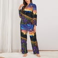 thumbnail image 2 of Pofeuu Galactic Night Over Meadow Print Womens Pajamas Set Long Sleeve Sleepwear Button Down Nightwear Soft Pj Lounge Sets Button Down Pajamas Women-Medium, 2 of 7