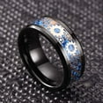 thumbnail image 3 of Wedding Rings for Men 8mm Black Tungsten Band w Blue Inlay Rose Gold Gears, 3 of 6