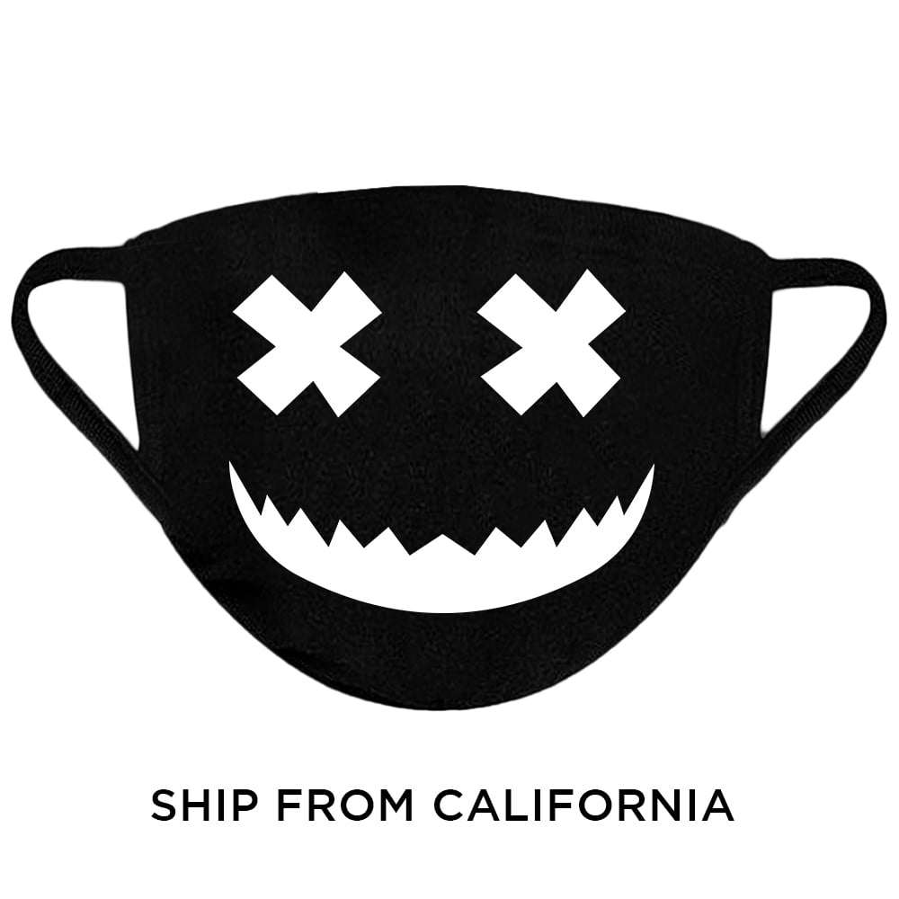 Washable Reusable Face Mask Fabric Face Mask Mouth Mask 3 Layered 100% Cotton Breathable Face Mask Face Cover Protection Mouth and Nose Mask Funny Scary Face Design