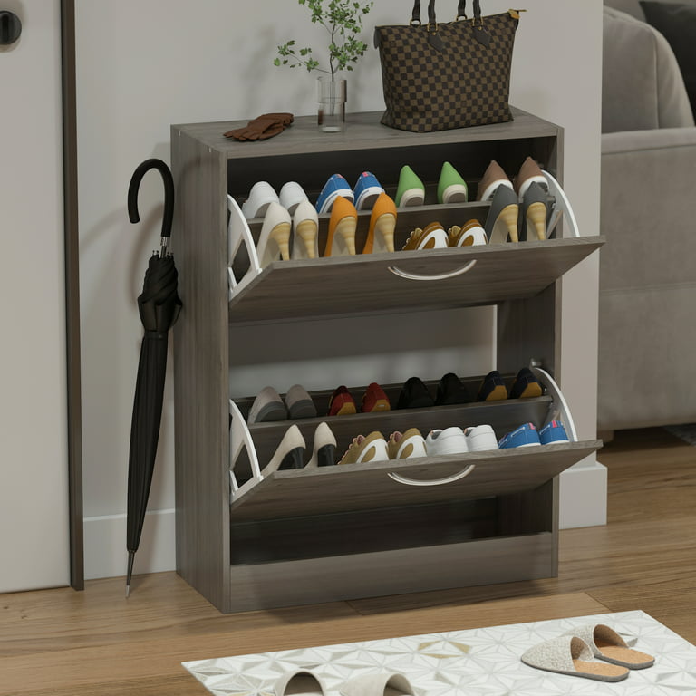 2 Flip Drawers Shoe Storage Cabinet, Free Standing Shoe Rack, Slim Shoe  Organizer Cabinet for Entryway, Hallway - ShopStyle