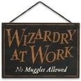 thumbnail image 1 of Decoración de pared de madera, los magos de Harry Potter dan la bienvenida a los muggles, tolerados, 1 of 7