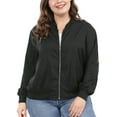 thumbnail image 3 of MODA NOVA Juniors Plus Size Contrast Trim Zipper Hip Length Bomber Jacket, 3 of 7