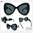 thumbnail image 2 of Womens Large Mod Thick Plastic Bow Tie Butterfly Chic Fashion Sunglasses All Black, 2 of 8