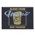 thumbnail image 1 of Tiki Bar Cutting Board, Aloha from Hawaii Surf Paradise Retro Style Tiki Vintage, Decorative Tempered Glass Cutting and Serving Board, Large Size, Indigo Apricot Pale Blue, by Ambesonne, 1 of 1