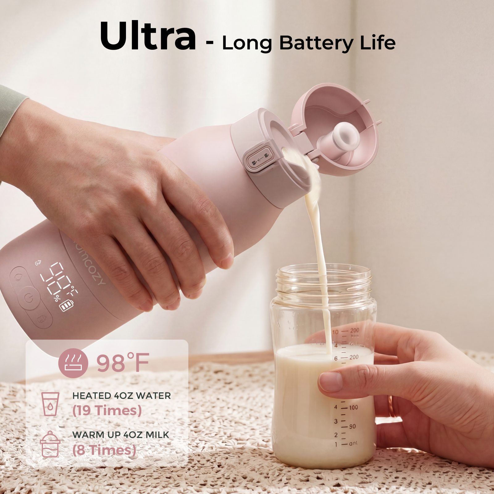 Momcozy Portable Water & Bottle Warmer, Light Pink photo 8