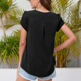 thumbnail image 4 of Blusas de gasa de manga corta con pétalos,Blusas sueltas informales para mujer, blusas de gasa de verano con escote en V, probadas y confiables, 4 of 6