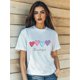 thumbnail image 1 of Camiseta con estampado de corazón y flores para San Valentín para mujer, manga corta, cuello redondo, corte ajustado, ropa informal de verano, 1 of 6