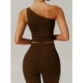 thumbnail image 6 of Women'S One Shoulder Tank Tops Sleeveless Slim Fit Cropped Tee Shirt Y2k Tops Brown S, 6 of 8