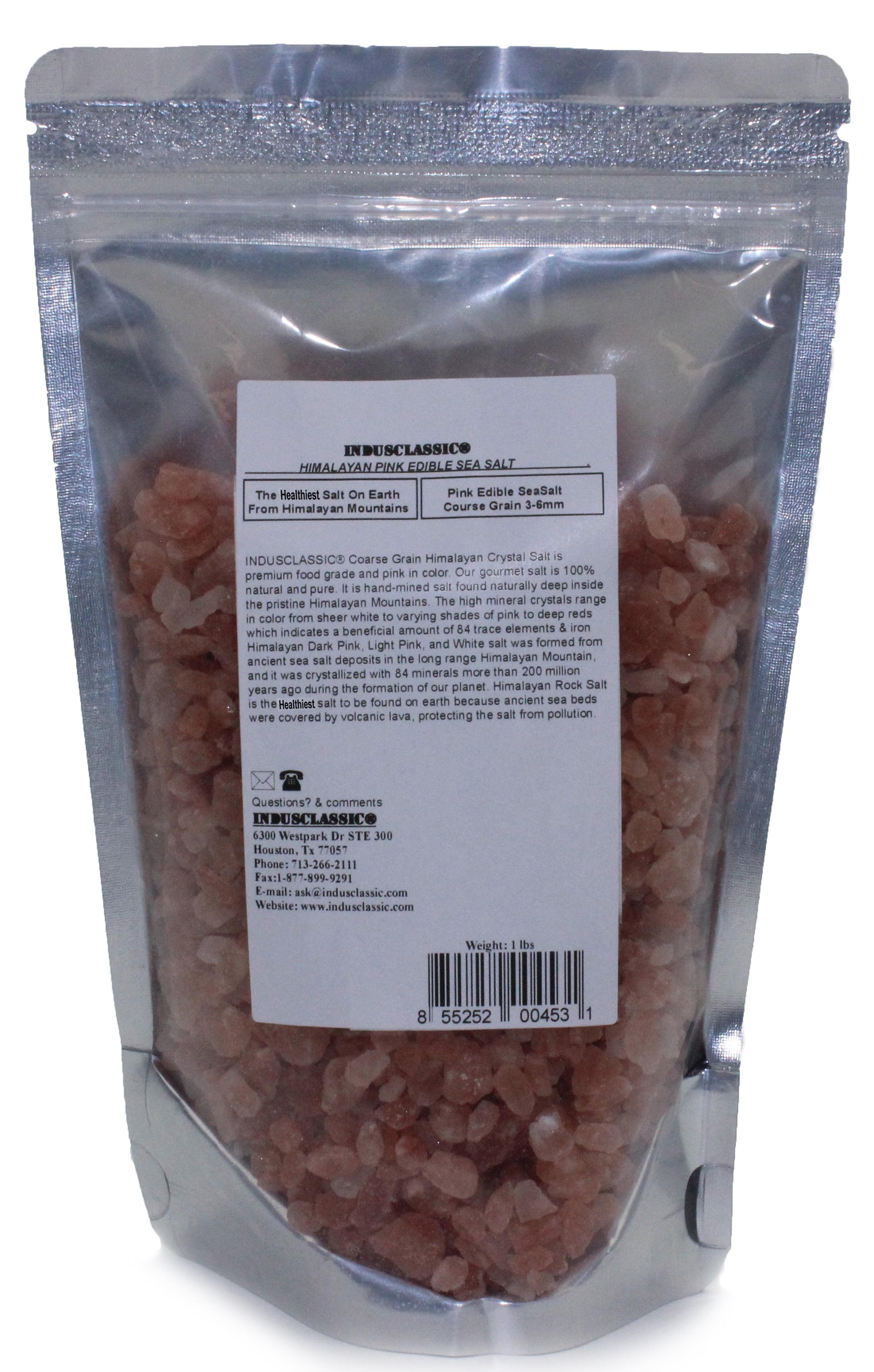 IndusClassic 2 lbs Kosher Pure Natural Halall Unprocessed Himalayan Edible Pink Cooking Coarse Grain Salt 3mm to 6mm