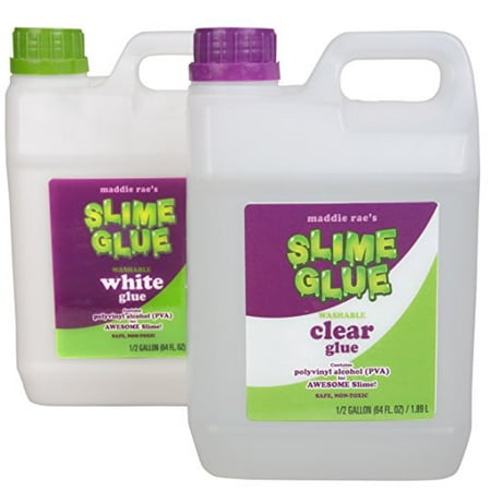 Maddie Rae's Slime Making Glue - 1/2 Gallon Clear and 1/2 Gallon White 2pk Value Pack- Non Toxic, School Grade Formula for Perfect Slime