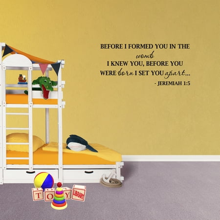 Wall Decal Quote Before I Formed You In The Womb I Knew You Jeremiah 1:5 Nursery Childrens Room Decor Scripture XJ251