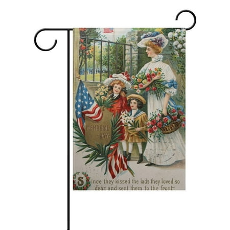 Decorative Outdoor Flags POPCreation Memorial Day Garden Flag 12x18 Inches American Star and Stripe Decorative Yard Flag for Party Home Outdoor Decor ()