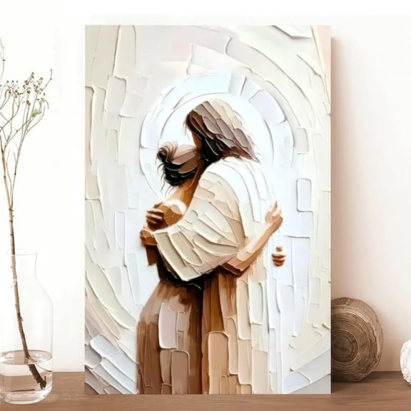 “Jesus’ Embrace” Impasto Faith Canvas Wall Art Ready to Hang for Living Room and Bedroom