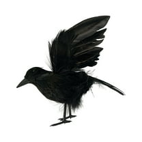 Rojia Halloween Crow Decoration, Realistic Flying Crow Halloween Hand-made Crow Prop Feathered Black Crow Props Raven Scene Birds Decoration for Garden Home Party