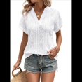 thumbnail image 1 of Tops de Verano para Mujer, Camisa Informal con Cuello en V y Mangas , Camiseta de Tirantes Ligera con Textura de Crochet S, 1 of 8