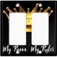 thumbnail image 2 of Metal Light Switch Plate Outlet Cover (My Room My Rules Crown - Double Rocker), 2 of 2