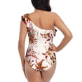 thumbnail image 5 of Pofeuu Lilies Flowers Print Women's One Piece Swimsuits One Shoulder Swimwear Asymmetric Ruffle Monokinis Bathing Suits-Small, 5 of 6