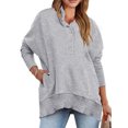 thumbnail image 1 of UKAP Sudadera Suelta Informal para Mujer Jersey con Botones Lisos Tops de Manga Larga de Color Sólido, 1 of 2