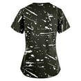 thumbnail image 3 of Odeerbi Summer Scrub Tops for Women 2025 Fashion Short Sleeve V-Neck Working Uniform Printing Blouse with Pocket Olive Green, 3 of 3