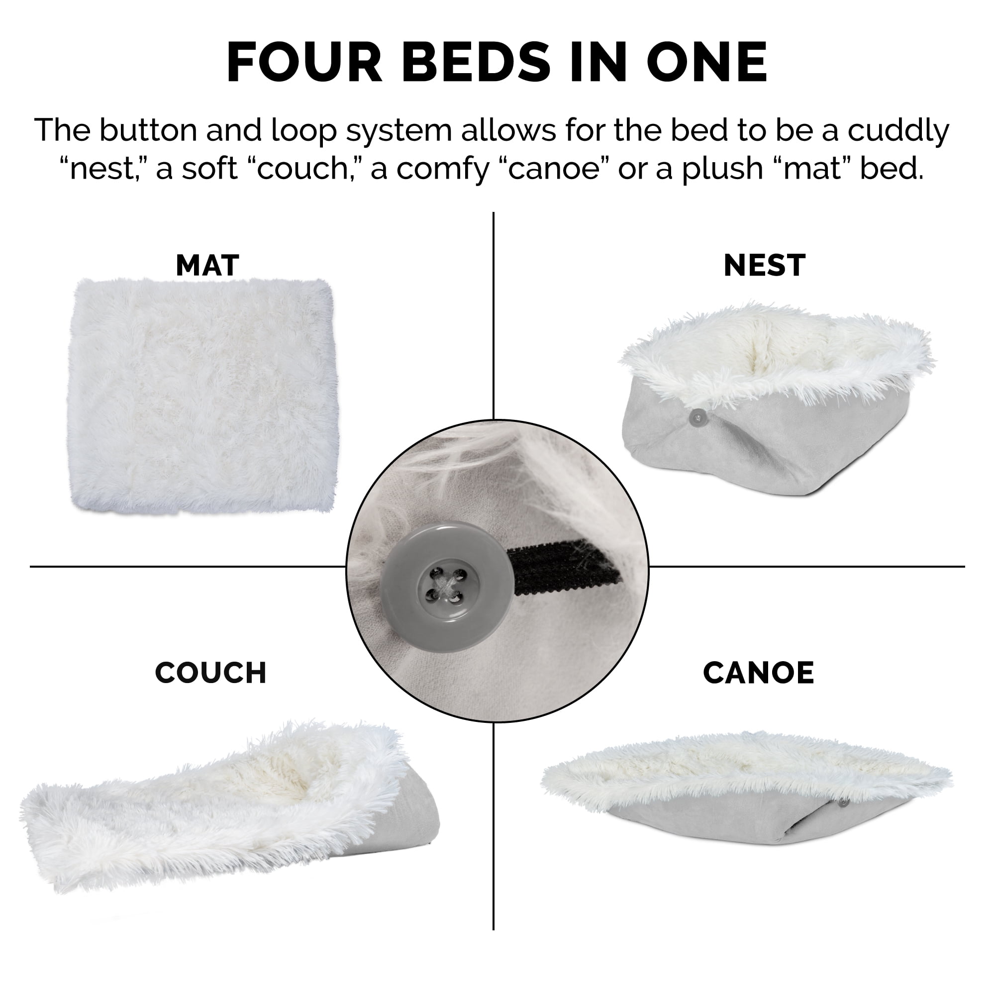 FurHaven Pet Dog Bed | Convertible Self-Warming Cuddle Pet Mat & Bed for Dogs & Cats, Silver, Large