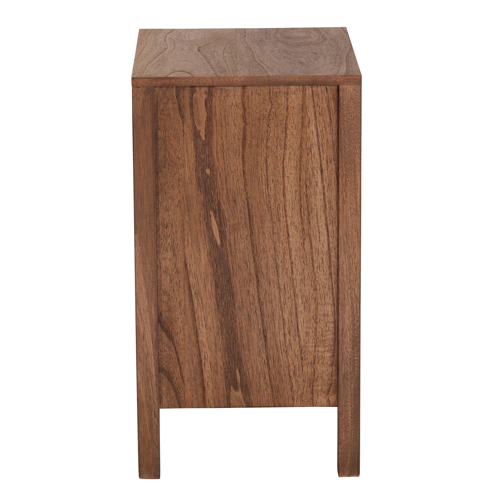 bali & pari Holitz Bayur Wood BOHO Nightstand, 1-Door, Walnut Brown