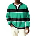 thumbnail image 6 of Nokdvo Waffle Shirts for Men Long Sleeve Lightweight Striped 1/4 Button Up Henley Casual Shirt Fall Winter Quilted Knit Solid Color Loose Sweatshirt,Green 2XL, 6 of 6
