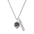 thumbnail image 1 of Delight Jewelry Silvertone Diagonal Banded Barrel with Brown Crystals Spinner Silvertone Balance Bar Charm Necklace, 23", 1 of 4