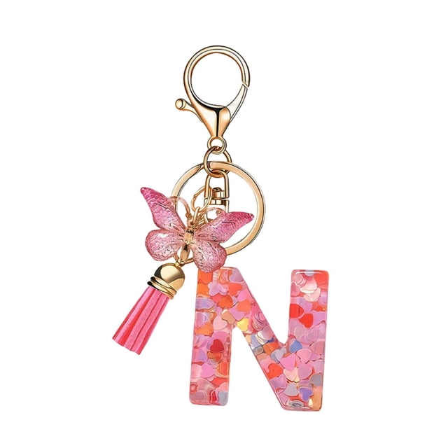 RXIRUCGD Fashion 26-letter Key Chain Pendant Butterflys Tassel Key Chain Elegant Fashion Multi-functional Use