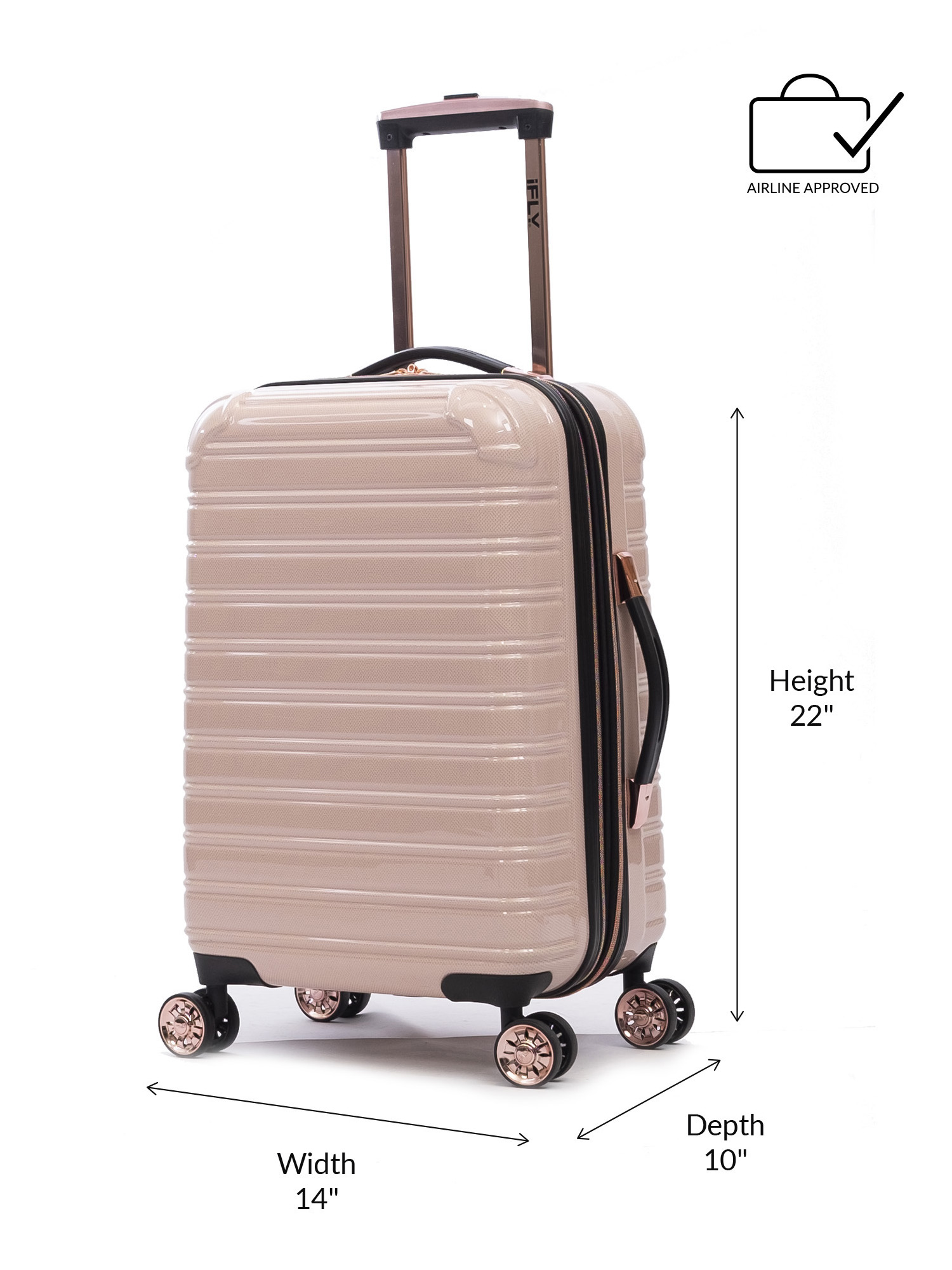 iFLY Hardside Luggage Fibertech 20 Inch Carry-on, Blush/Rose Gold - image 2 of 8