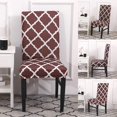 thumbnail image 4 of Stretch Dining Chair Covers, Geometric Print Dining Chair Slipcovers, Removable Washable Spandex Furniture Seat Protector for Kitchen Hotel Table Banquet (Pack of 4, 02_Brown), 4 of 8