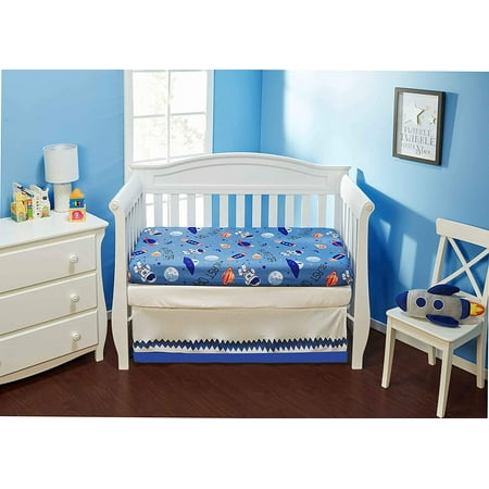 EVERYDAY KIDS 2-Pack Fitted Boys Crib Sheet - Space/White