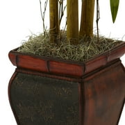 Nearly Natural 5.5 Bamboo Artificial Plant with Decorative Planter, Green