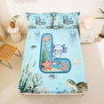 thumbnail image 5 of Erosebridal Letter L Monogrammed Queen Sheet Sets,Kawaii Sea Animal Axolotl Turtle Bed Set For Kids Boys 4 Pieces, 5 of 6