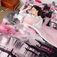 thumbnail image 4 of Homewish Japan Ink Painting 7-Piece Bedding Comforter Set,Japanese Natural Scenery King Bedding Sets,Pink Flower Waterfall Bed Sheets For Adults,Ultra Soft Home Decor Reversible, 4 of 8