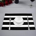 thumbnail image 2 of MKHERT Horizontal Straight Lines Stripes Black White Placemats Table Mats for Dining Room Kitchen Table Decoration 12x18 inch,Set of 4, 2 of 4