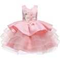 thumbnail image 2 of MANHUJI Rainbow Dress for Girls Toddler Baby Kids Girls Patchwork Flowers Tulle Party Dress Princess Dresses Dresses for Kids Vestidos De Niñas Para Fiestas Elegantes (Hot Pink,90), 2 of 6